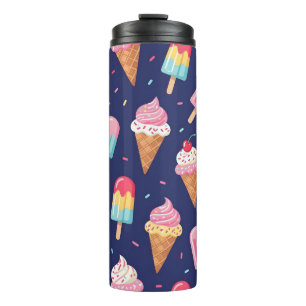 Termo Patrón de helado, paletas y cerezas