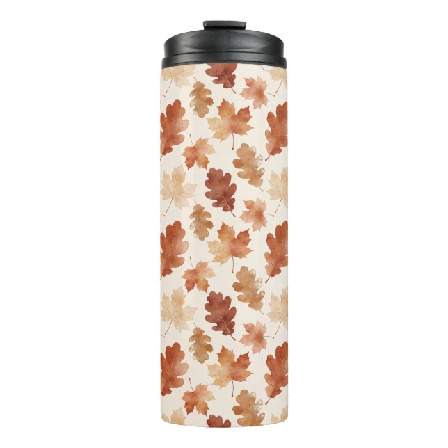 Termo Patrón de hoja de otoño acogedor (Anverso)