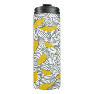 Termo Patrón de hoja gris y amarillo.