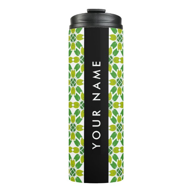 Termo Patrón de Hoja, Hojas Verdes, Tu Nombre (Anverso)