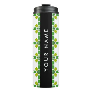 Termo Patrón de Hoja, Hojas Verdes, Tu Nombre