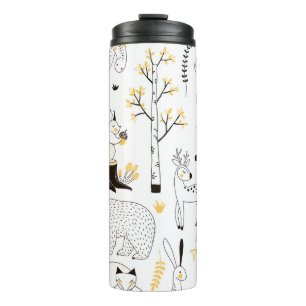 Termo Patrón de hojas de árboles forestales otoñales