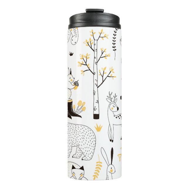 Termo Patrón de hojas de árboles forestales otoñales (Anverso)