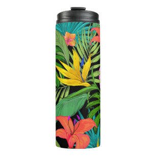 Termo Patrón de hojas de flores tropicales