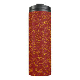 Termo patrón de hojas de otoño amarillas en marrón