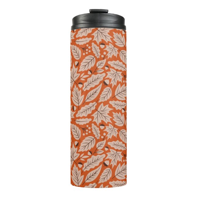 Termo Patrón de hojas de otoño y maíz naranja (Anverso)
