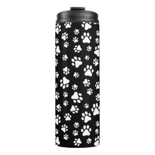 Termo Patrón de hojas, pinturas, negro y blanco