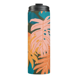 Termo Patrón de hojas tropicales coloridas