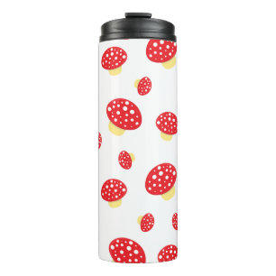 Termo Patrón de hongos rojos con lunares adorables