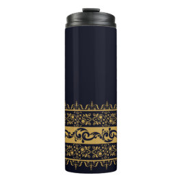 Termo Patrón de huella de reloj de la India dorada vinta