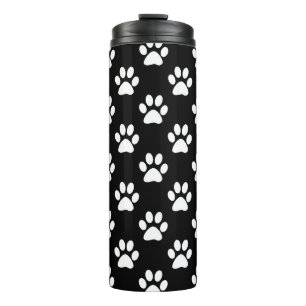 Termo Patrón de huellas de pintura en blanco y negro
