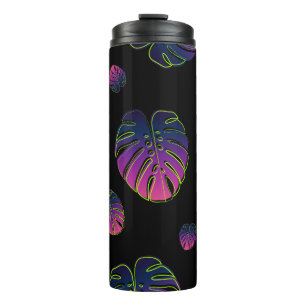 Termo Patrón de Ilustracion de hoja tropical de Monstera