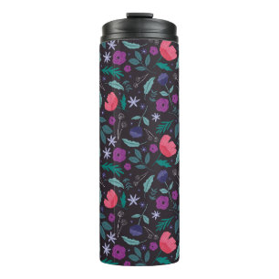 Termo Patrón de Ilustracion floral rosa y púrpura