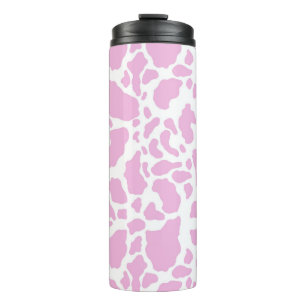 Termo Patrón de impresión animal de puntos de vaca rosa