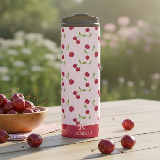 Termo Patrón de Impresión de Cereza Lindo Coquette Rosa  (Subido por el creador)