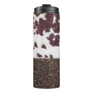 Termo Patrón de impresión de vaca purpurina