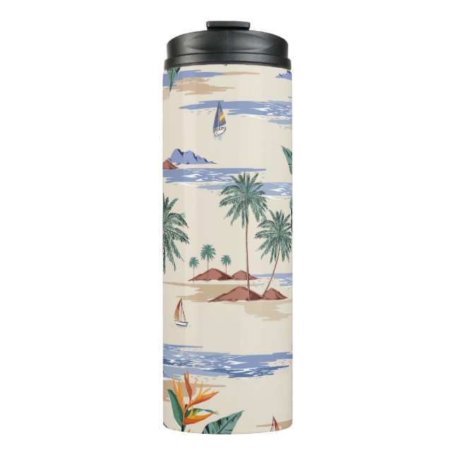 Termo Patrón de isla tropical retro sin fisuras en la lu (Anverso)