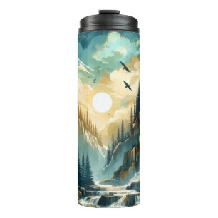 Termo Patrón de la naturaleza del Boho de la cascada de
