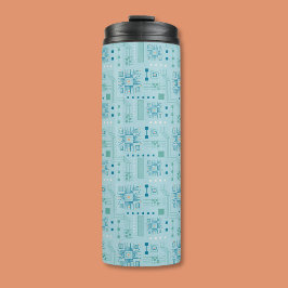 Termo Patrón de la tarjeta de circuitos azul y Verde azu