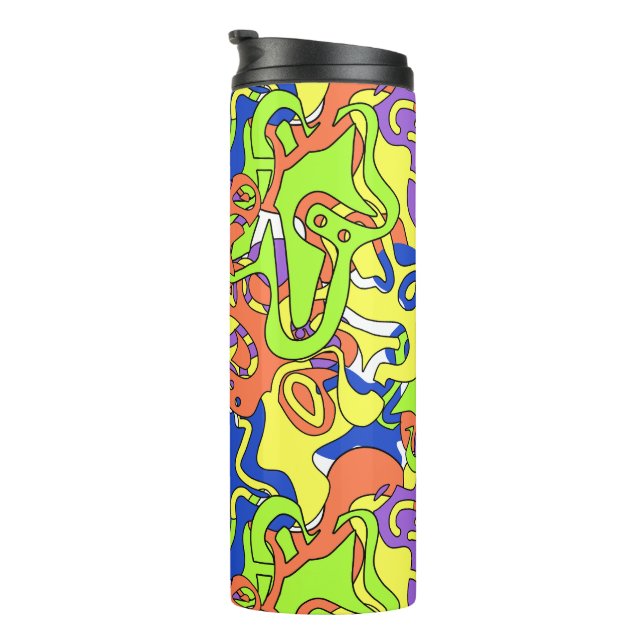 Termo Patrón de laberinto de garabatos neón abstracto (Rotado hacia la derecha)