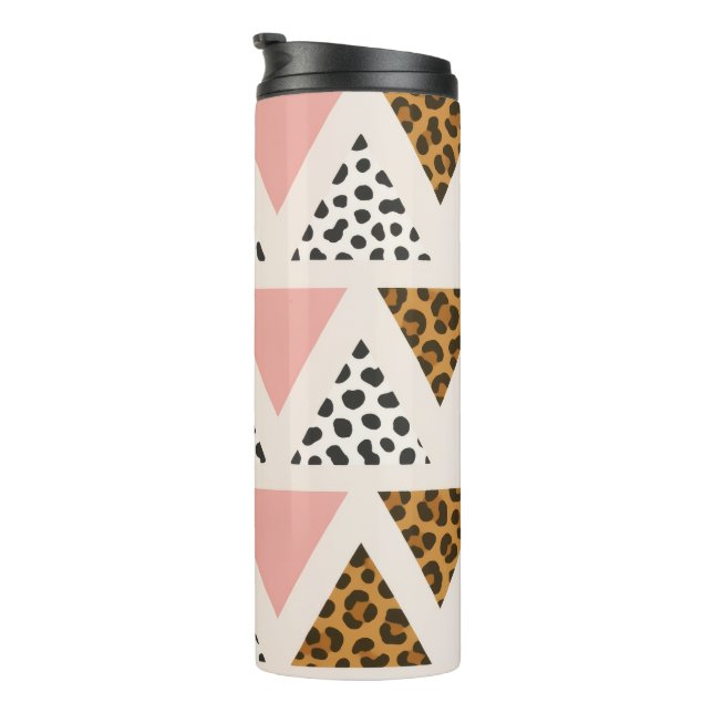 Termo Patrón de leopardo chic y triángulo rosa (Rotado hacia la derecha)