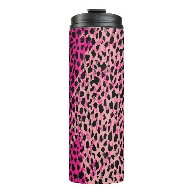 Termo Patrón de leopardo rosa animal textil de fabricaci (Anverso)