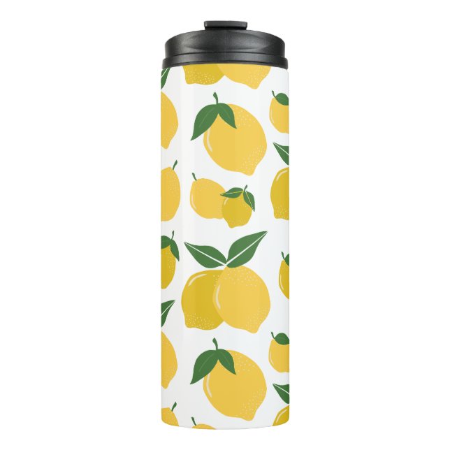 Termo Patrón de limón Fruto retro Amarillo sobre blanco (Anverso)