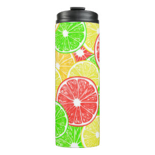 Termo Patrón de limón, naranja, toronja y lima