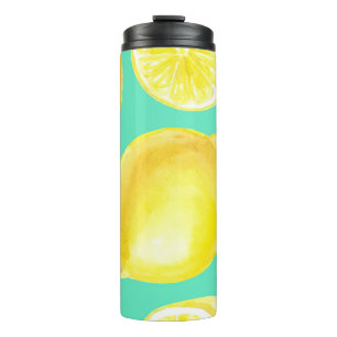 Termo Patrón de limones de color agua