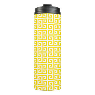 Termo Patrón de Llave Griega Amarillo Dorado