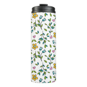 Termo Patrón de luz de flores y corazones lindos