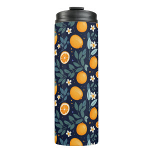 Termo Patrón de luz naranja y floral
