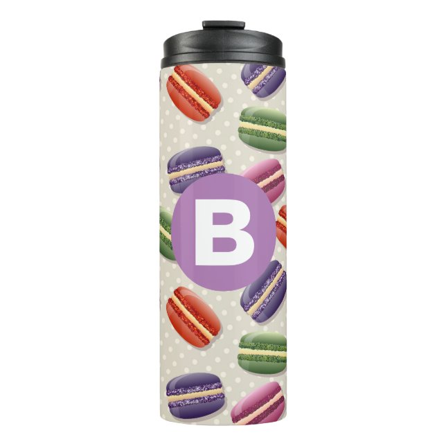 Termo Patrón de Macaroon Adorable Monograma Morado Punte (Anverso)
