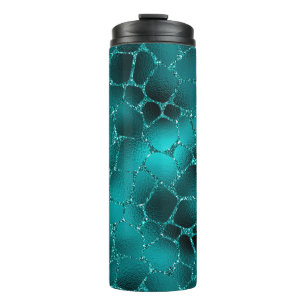 Termo Patrón de manchas de jirafa con brillo glam ombre
