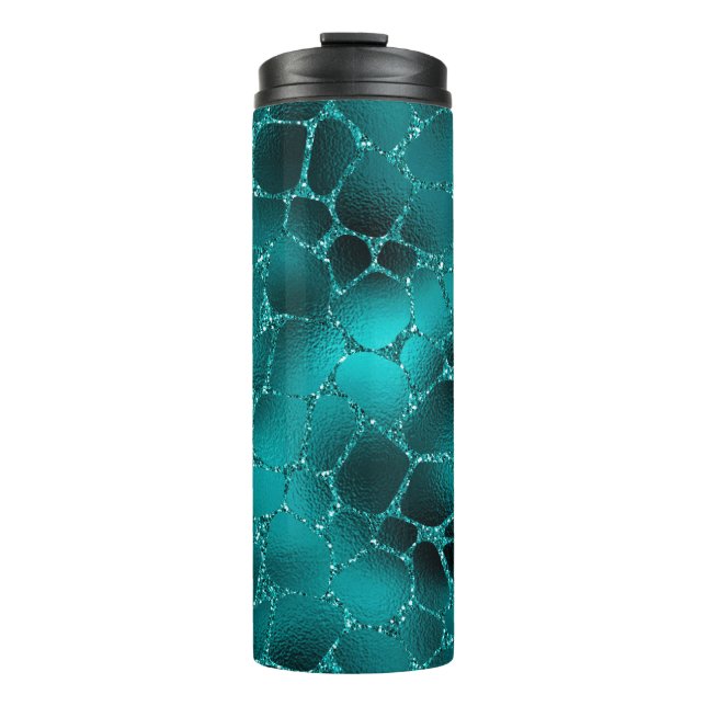 Termo Patrón de manchas de jirafa con brillo glam ombre  (Anverso)