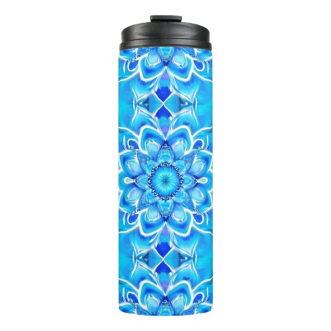 Termo Patrón de Mandala en Batik Sky Blue y Cobalt (Anverso)