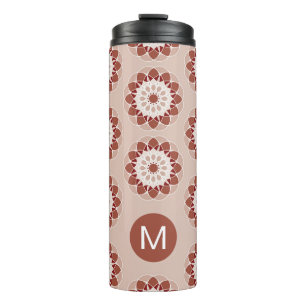 Termo Patrón de mandala floral de color burdeos rosa con