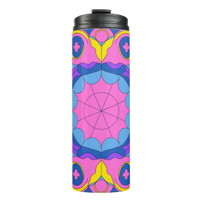 Termo Patrón de Mandala Geométrico Psicodélico Retro (Anverso)