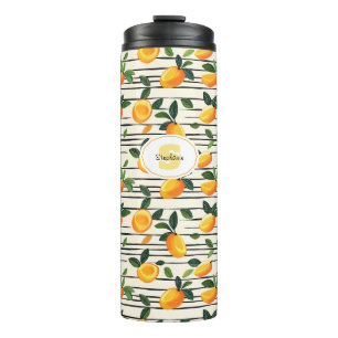 Termo Patrón de mango de color de agua con hojas verdes