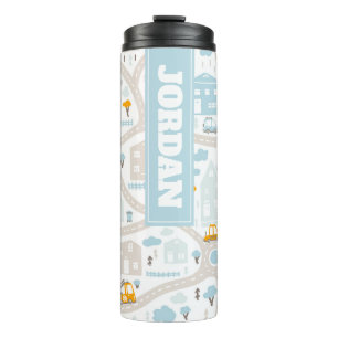 Termo Patrón de mapa del barrio de Cute Pastel