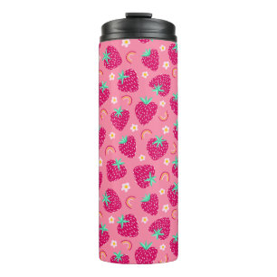 Termo Patrón de margarita arcoiris de fresa