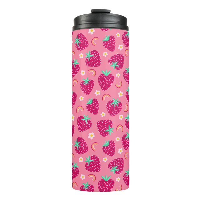 Termo Patrón de margarita arcoiris de fresa (Anverso)