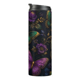 Termo Patrón de mariposa elegante oscuro