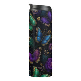 Termo Patrón de mariposa elegante oscuro