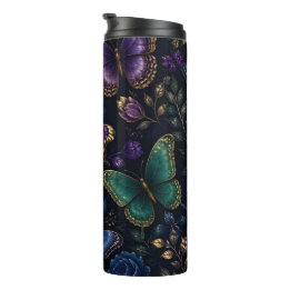 Termo Patrón de mariposa elegante oscuro