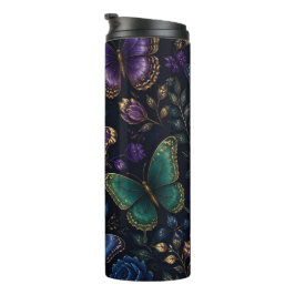 Termo Patrón de mariposa elegante oscuro
