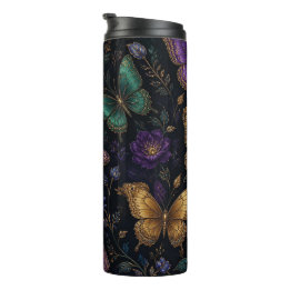 Termo Patrón de mariposa elegante oscuro