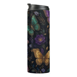 Termo Patrón de mariposa elegante oscuro