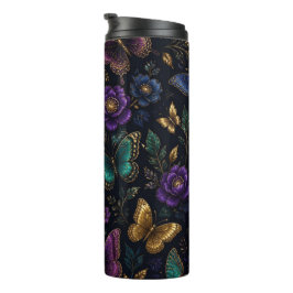 Termo Patrón de mariposa elegante oscuro
