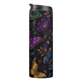 Termo Patrón de mariposa elegante oscuro